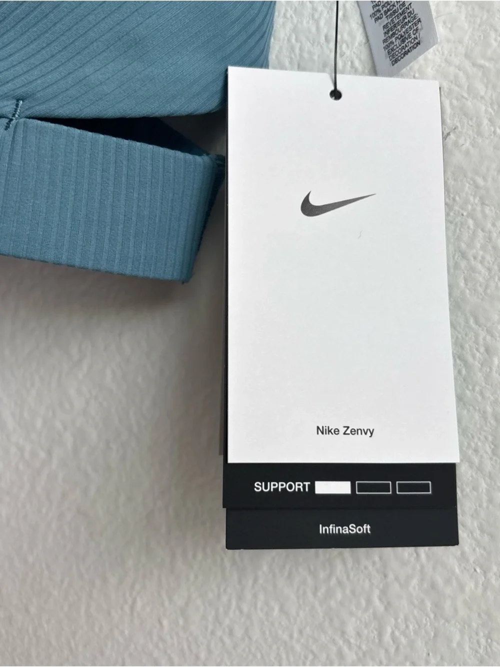 NWT Nike Zenvy in Sky Blue Ribbed V‑Neck Cutout Wireless Racerback Sports Bra Sm - Picture 8 of 12